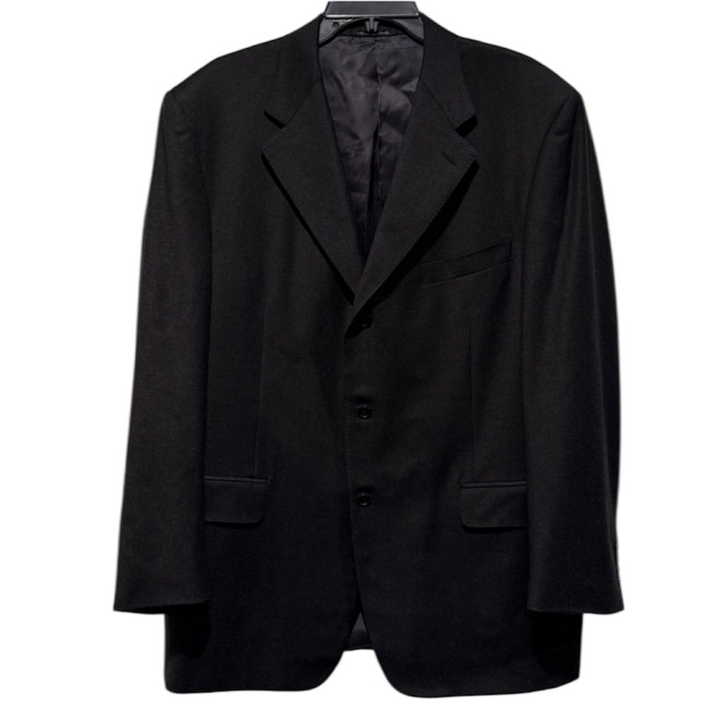 Canali Men Pure Wool Super 120s Blazer Sport Coat Suit Jacket‎ Sz 46 Italy Black